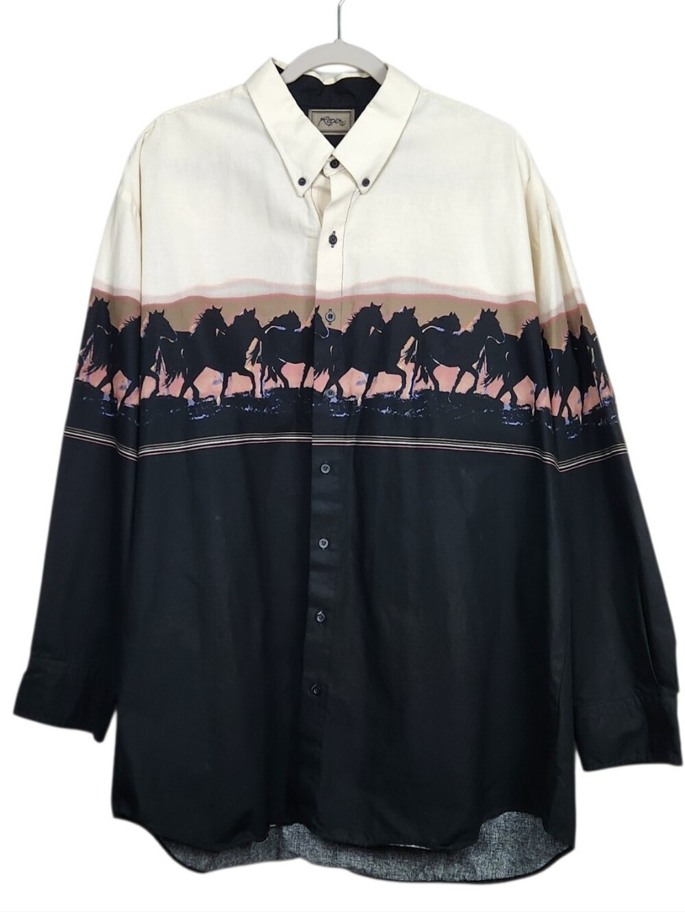 Roper Vintage Horse Graphic Print Long Sleeve Western Shirt Mens Size 2XB